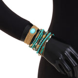 Turquoise and Emerald Multi Strand Bold Bracelet