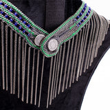 Beaded and Fringed Silver Necklace