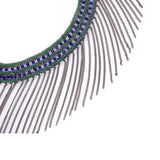 Beaded and Fringed Silver Necklace