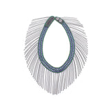 Beaded and Fringed Silver Necklace