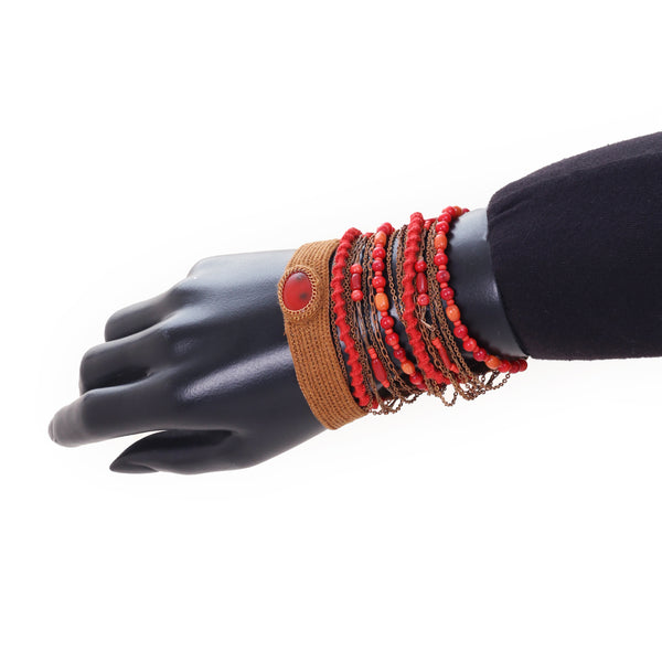 Marjan and Emerald Multi Strand Bracelet