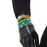 Turquoise and Emerald Multi Strand Bold Bracelet