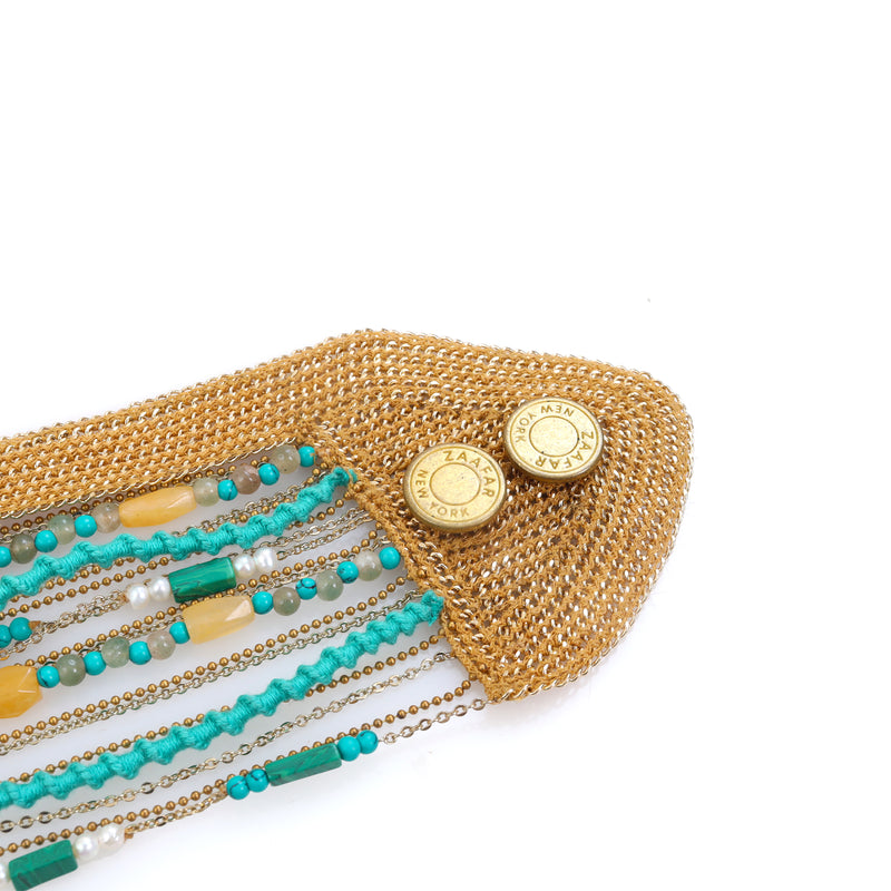Turquoise and Emerald Multi Strand Bold Bracelet