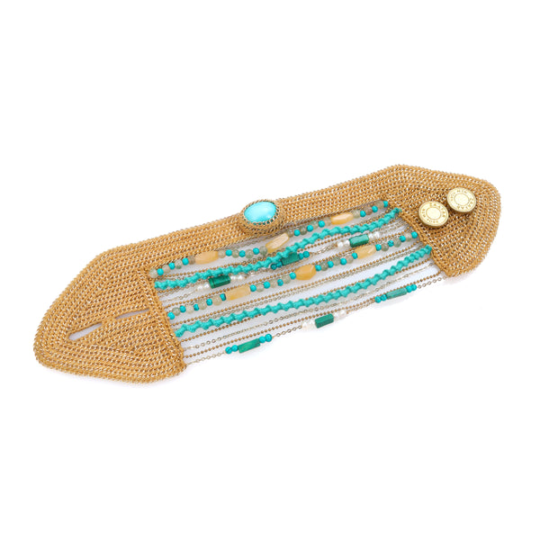 Turquoise and Emerald Multi Strand Bold Bracelet