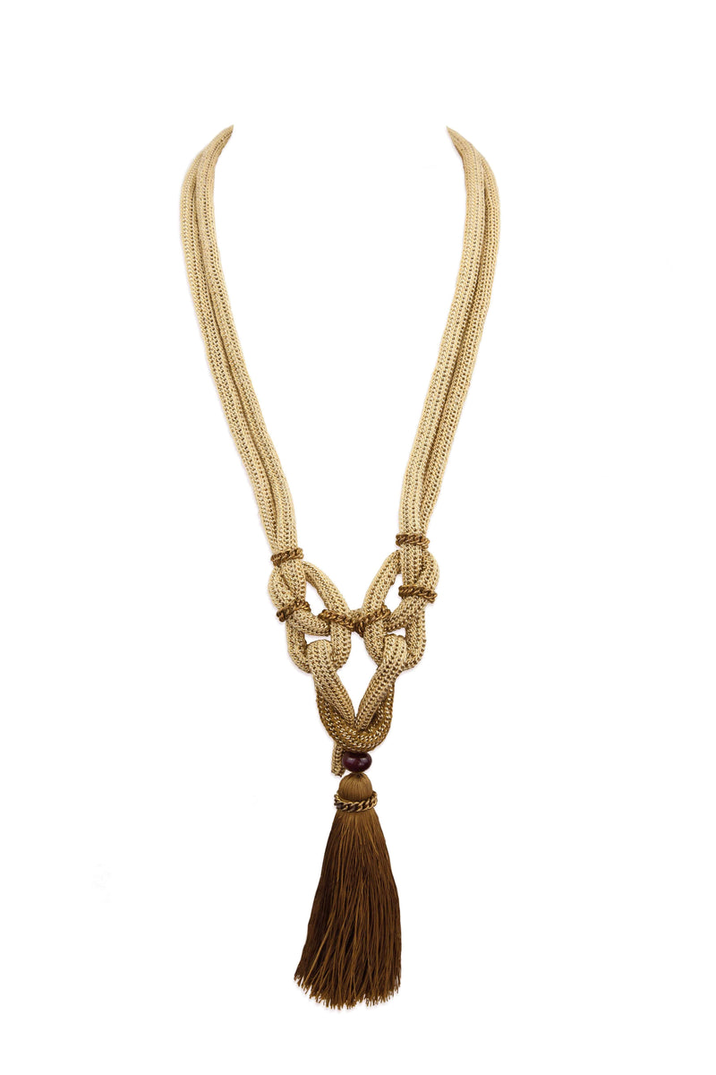 Tassel Knot Necklace Gold - Zaafar.com