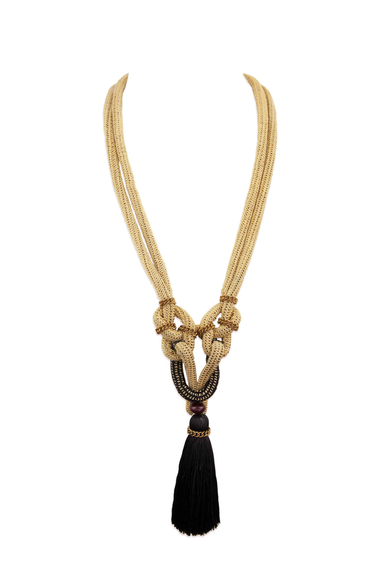 Tassel Knot Necklace Gold - Zaafar.com